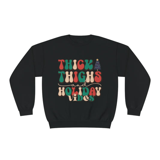 Retro Thick Thighs and Holiday Vibes Crewneck Sweatshirt
