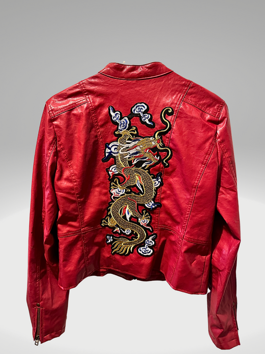 Vintage Red Dragon Leather Jacket